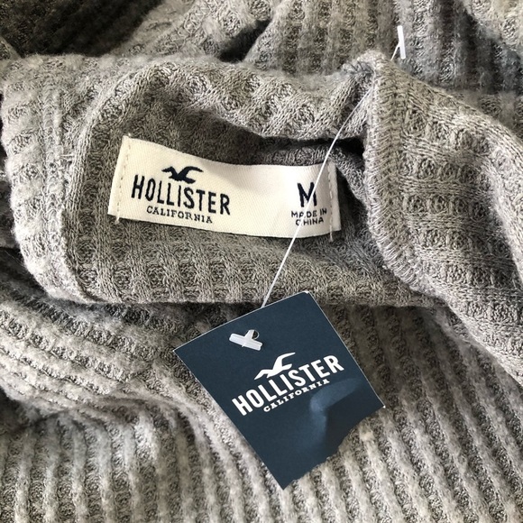 NEW Hollister open back waffle gray shirt medium soft - Picture 9 of 12